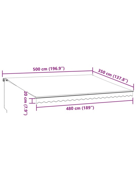 KÄSITSI SISSETÕMMATAV VARIKATUS, ANTRATSIITHALL/VALGE 500X350CM