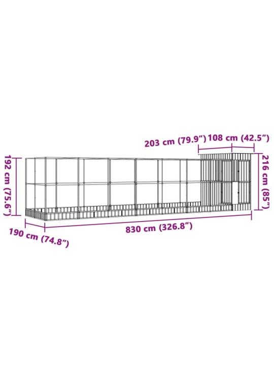 LINNUMAJA KOOS LAIENDUSEGA, HÕBEDANE, 830X203X216 CM, TERAS