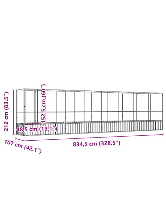 LINNUMAJA KOOS LAIENDUSEGA, HÕBEDANE, 834,5X107X212 CM, TERAS