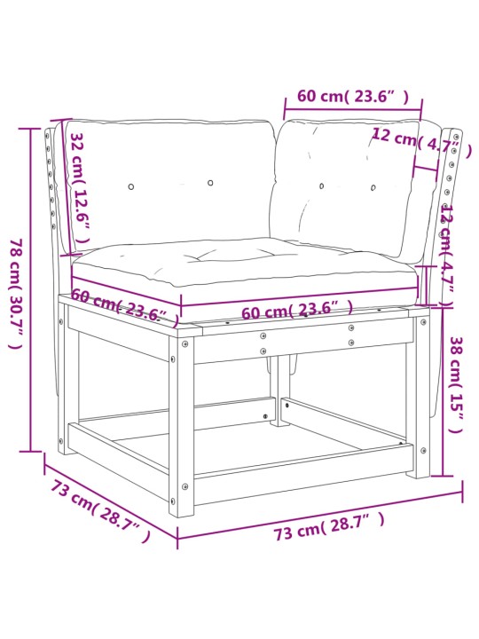 Aia nurgadiivan patjadega, 73x73x78 cm ebatsuuga puit