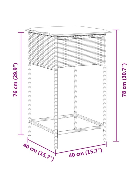 Aia baaripukid istmepatjadega, 2 tk, must, polürotang