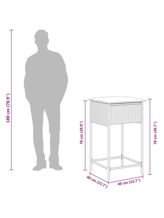 Aia baaripukid istmepatjadega, 2 tk, must, polürotang