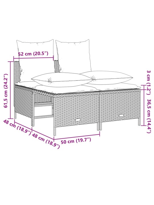 4-osaline aiadiivani komplekt patjadega, must, polürotang