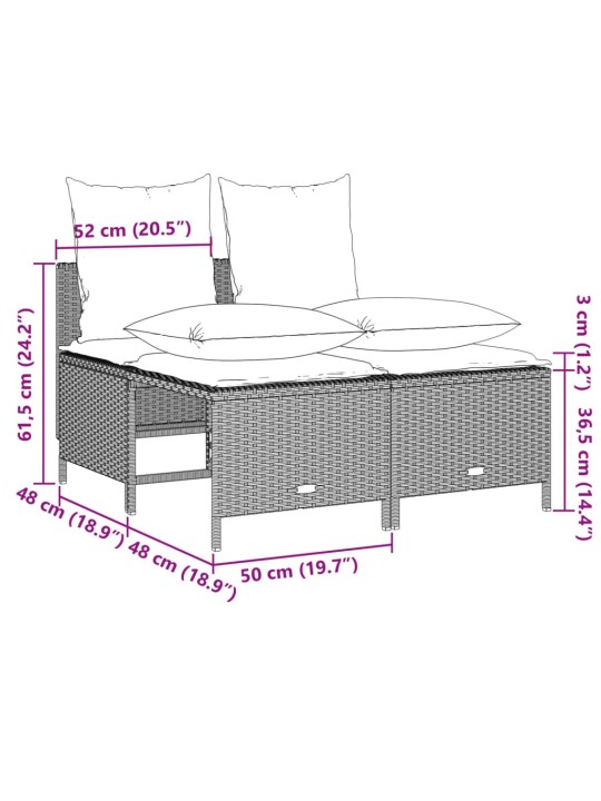 4-osaline aiamööblikomplekt patjadega, helehall, polürotang