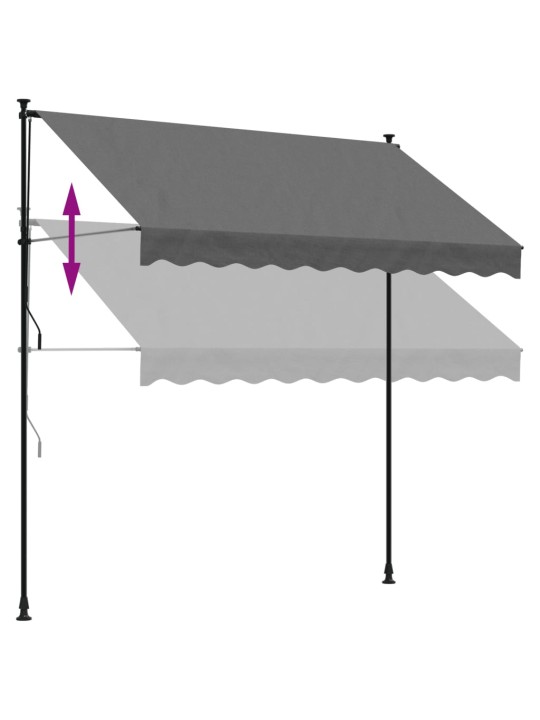 Sissetõmmatav varikatus antratsiithall, 250x150cm, kangas/teras