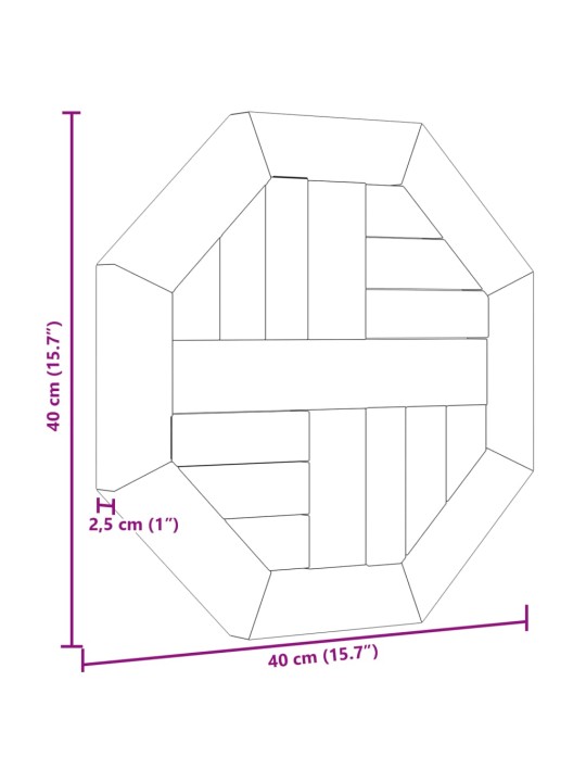 Lauaplaat, 40 x 40 x 2,5 cm, kaheksanurkne, tiikpuu