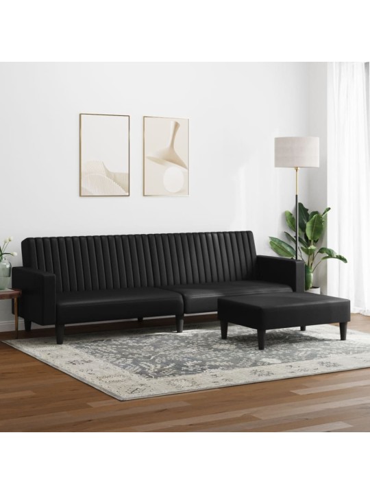 2-OSALINE DIIVANIKOMPLEKT, MUST, KUNSTNAHK