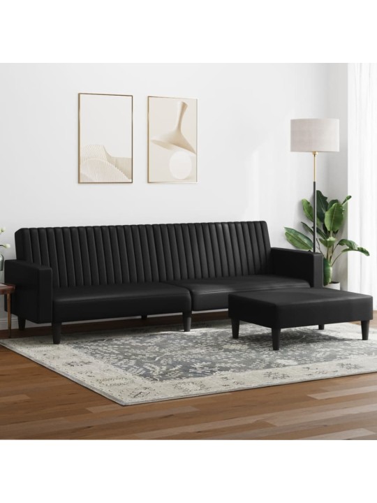 2-OSALINE DIIVANIKOMPLEKT, MUST, KUNSTNAHK