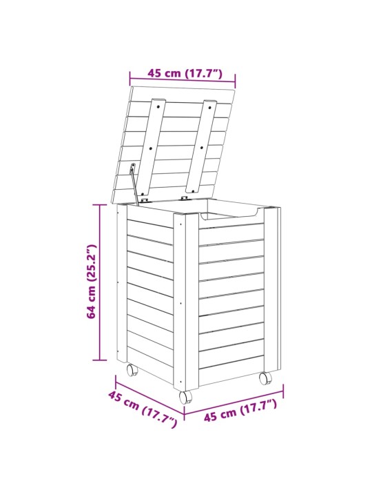 Ratastega pesukorv "rana" 45 x 45 x 64 cm, männipuit