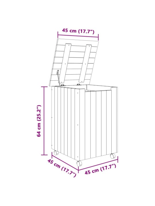 Ratastega pesukorv "rana" valge, 45 x 45 x 64 cm, männipuit