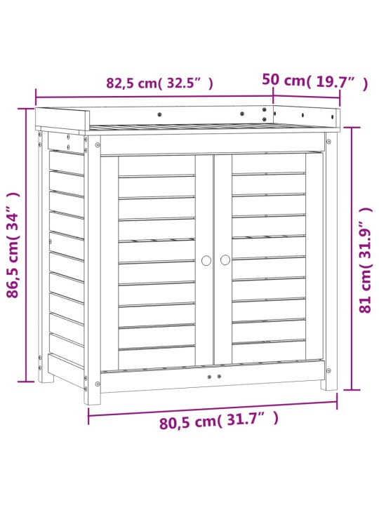 Riiulitega istutuslaud, valge, 82,5 x 50 x 86,5 cm, männipuit