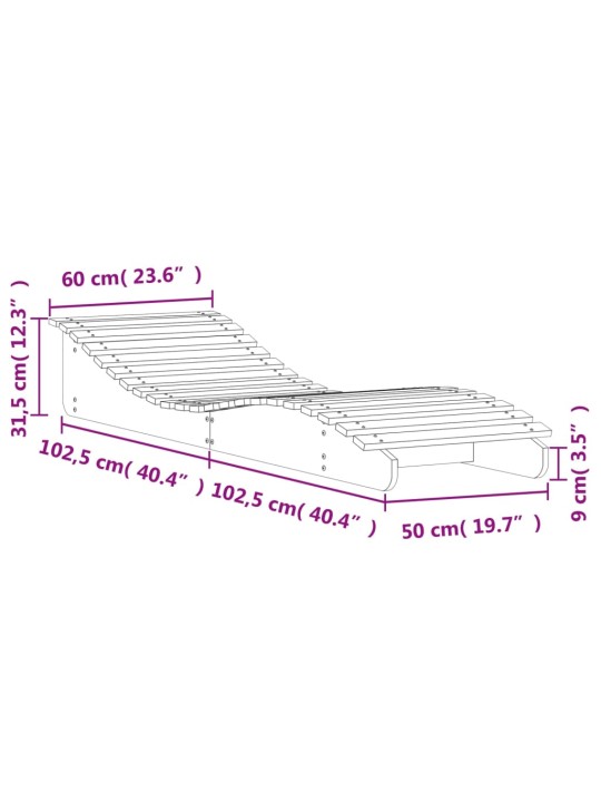 Lamamistoolid 2 tk, valge, 205x60x31,5 cm männipuit