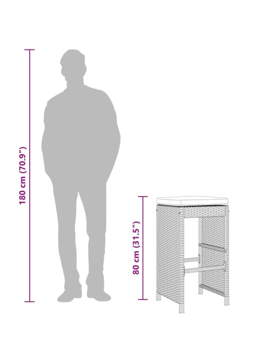 Aia baaripukid istmepatjadega, 2 tk, must, polürotang