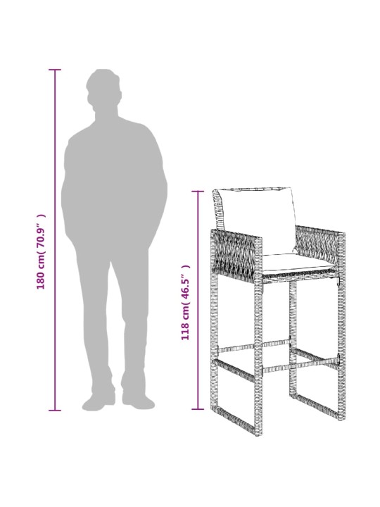 Aia baaripukid istmepatjadega, 2 tk, must, polürotang