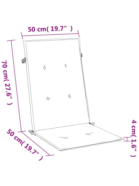 Kõrge seljatoega toolipadjad 2 tk, sinine, 120x50x4cm, kangas