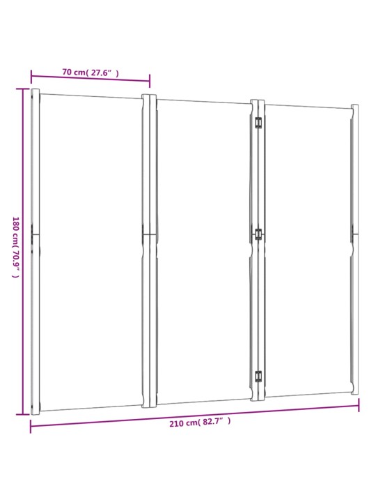 3 paneeliga ruumijagaja, tumesinine, 120x180 cm