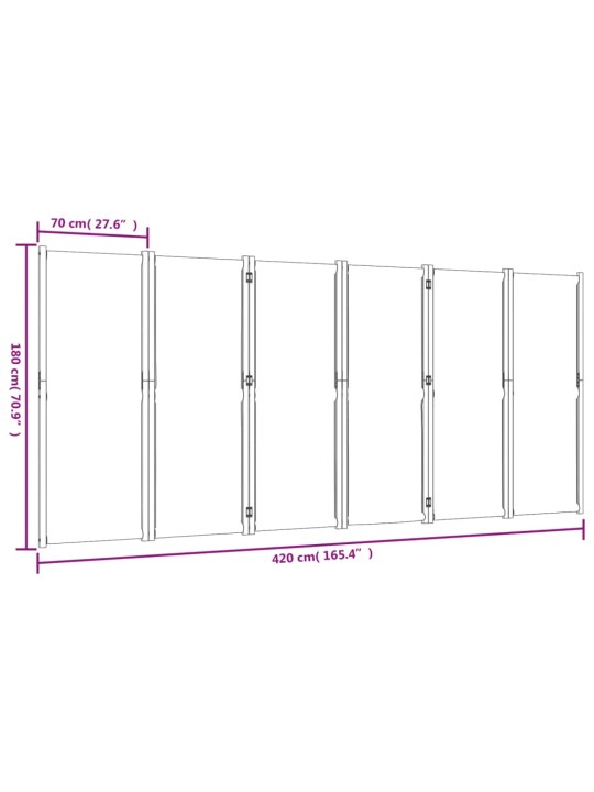 6 paneeliga ruumijagaja, tumesinine, 420x180 cm