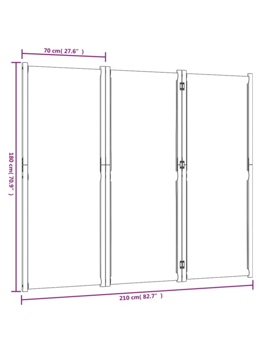 3 paneeliga ruumijagaja, hallikaspruun , 210x180 cm