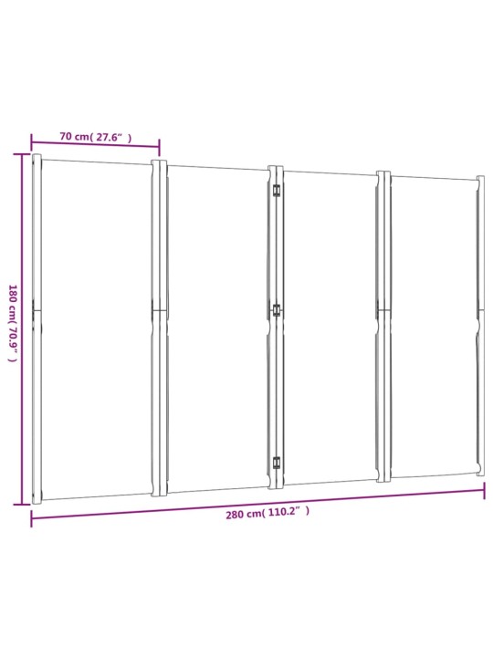 4 paneeliga ruumijagaja, hallikaspruun , 280x180 cm