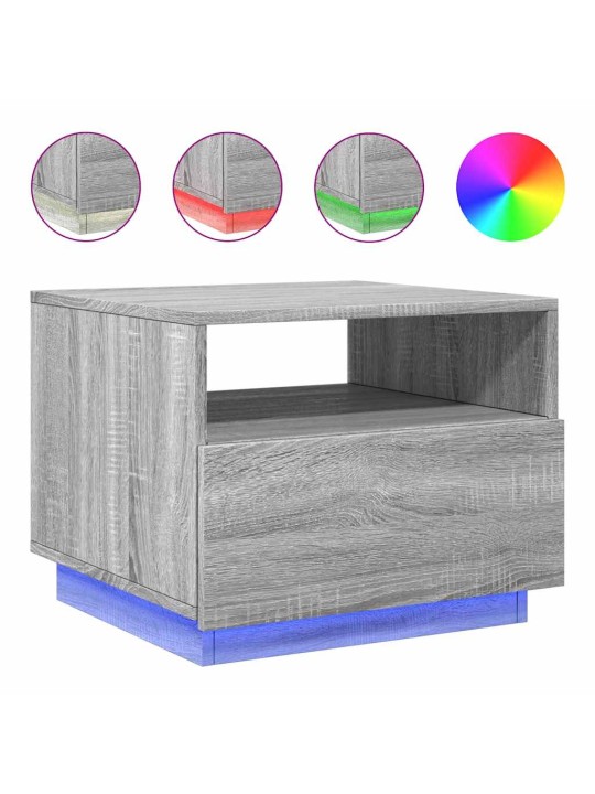 Kohvilaud LED-tuledega, hall sonoma tamm, 50 x 49 x 40 cm