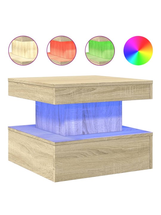 Kohvilaud LED-tuledega, sonoma tamm, 50 x 50 x 40 cm