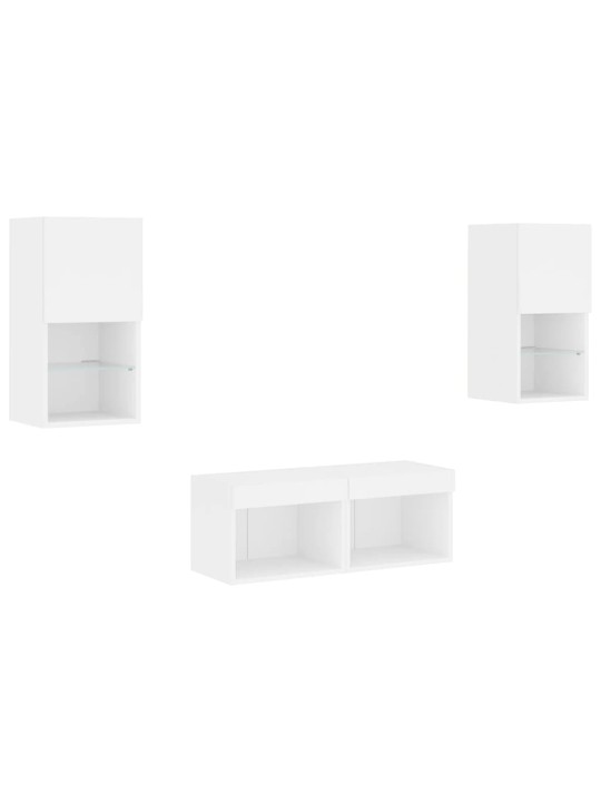 4-osaline telerikappide komplekt LED-tuledega, valge