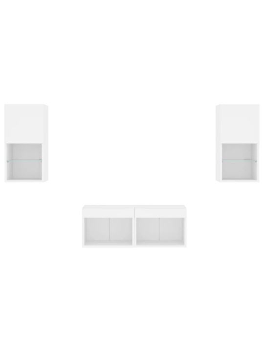 4-osaline telerikappide komplekt LED-tuledega, valge