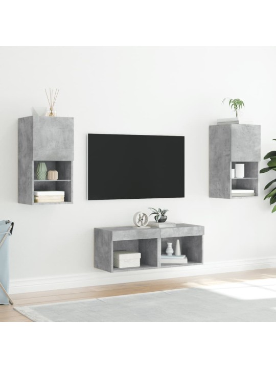 4-osaline telerikappide komplekt LED-tuledega, betoonhall