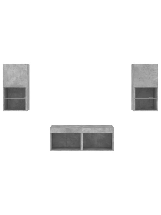 4-osaline telerikappide komplekt LED-tuledega, betoonhall
