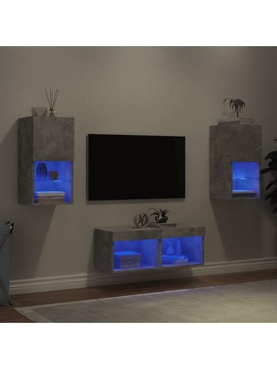 4-osaline telerikappide komplekt LED-tuledega, betoonhall