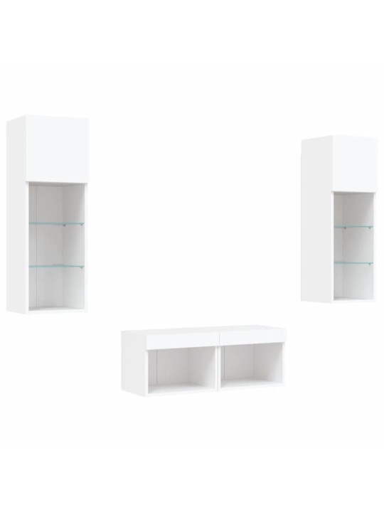 4-osaline telerikappide komplekt LED-tuledega, valge