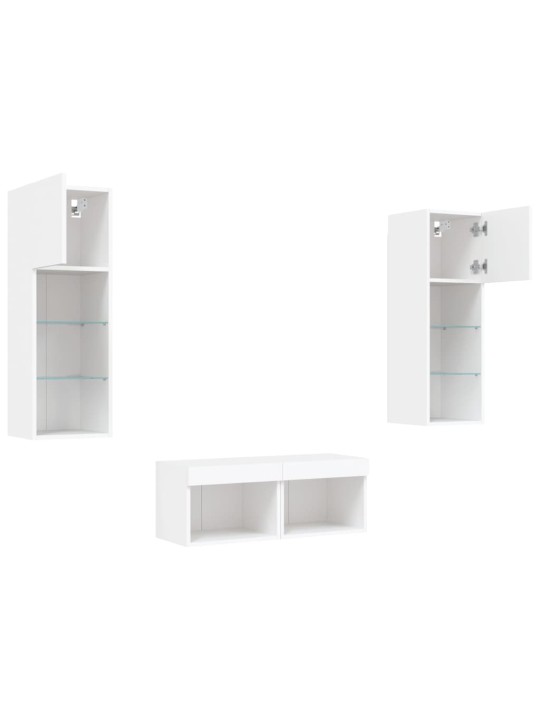 4-osaline telerikappide komplekt LED-tuledega, valge