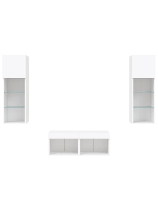 4-osaline telerikappide komplekt LED-tuledega, valge