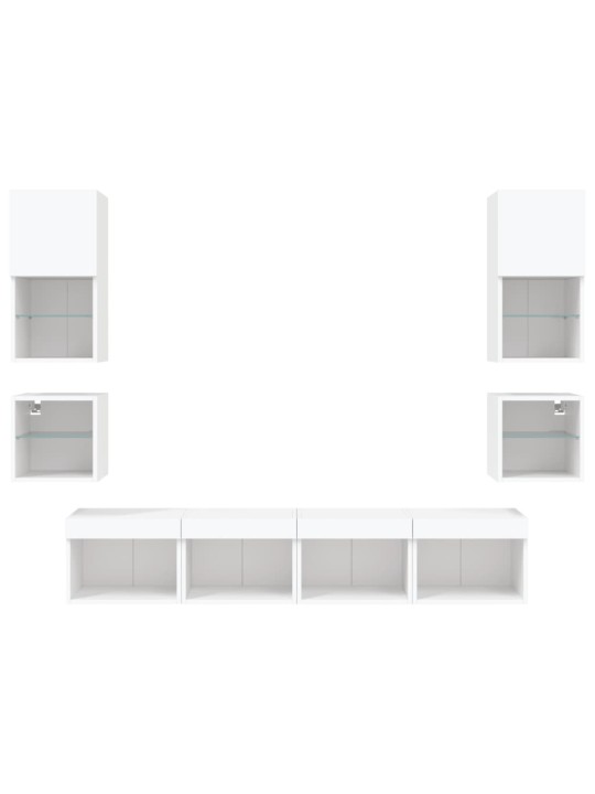 8-osaline telerikappide komplekt LED-tuledega, valge, tehispuit