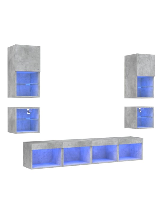 8-osaline telerikappide komplekt LED-tuledega, betoonhall