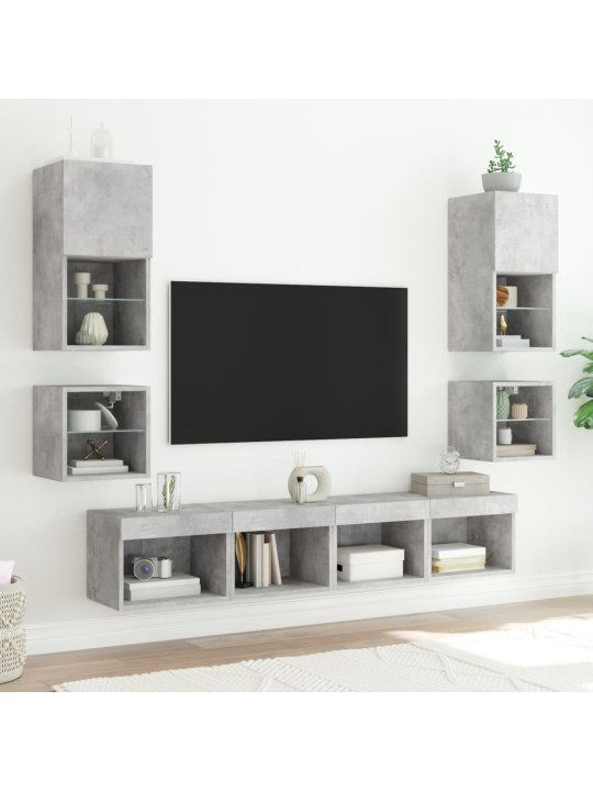 8-osaline telerikappide komplekt LED-tuledega, betoonhall