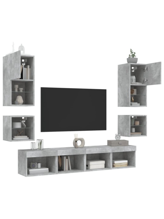 8-osaline telerikappide komplekt LED-tuledega, betoonhall