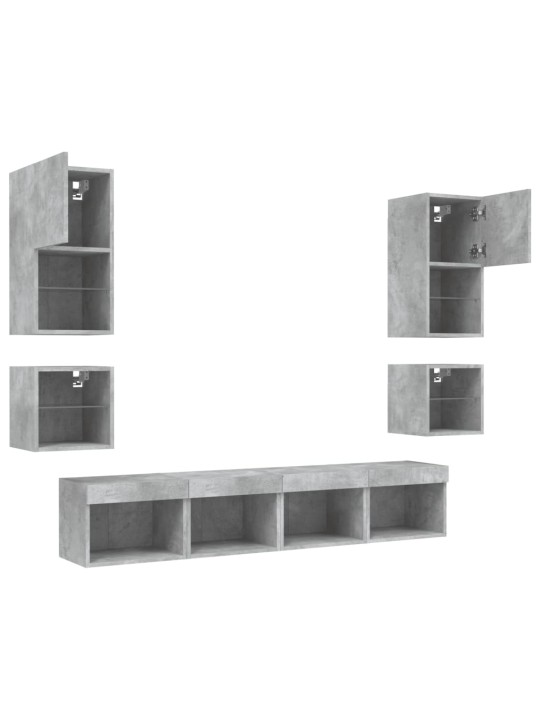 8-osaline telerikappide komplekt LED-tuledega, betoonhall