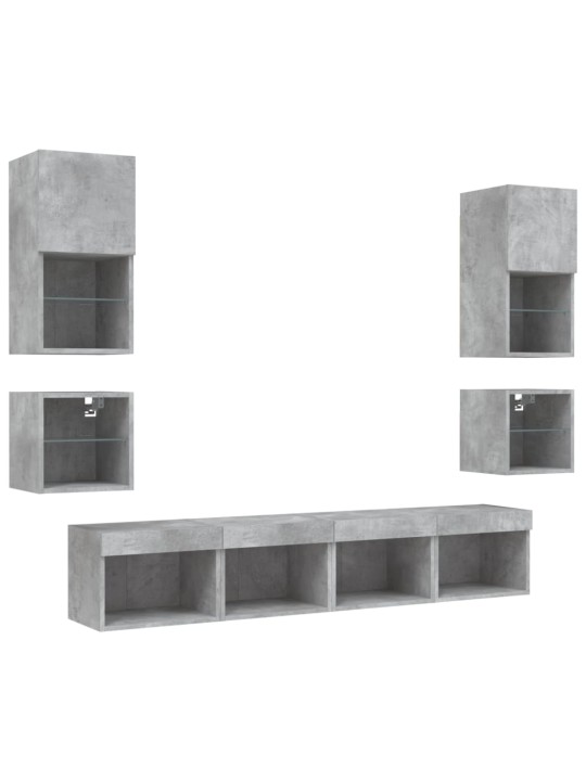 8-osaline telerikappide komplekt LED-tuledega, betoonhall