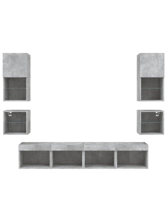 8-osaline telerikappide komplekt LED-tuledega, betoonhall