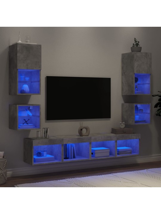 8-osaline telerikappide komplekt LED-tuledega, betoonhall