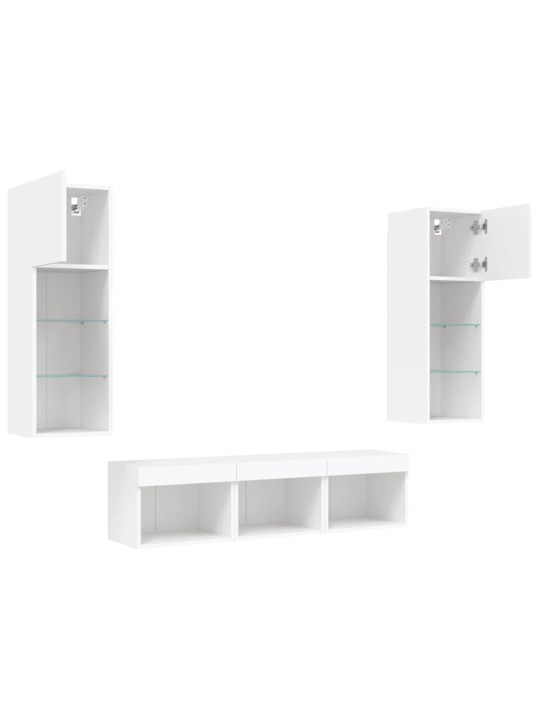 5-osaline telerikappide komplekt LED-tuledega, valge, tehispuit