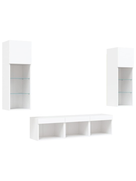 5-osaline telerikappide komplekt LED-tuledega, valge, tehispuit
