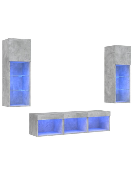 5-osaline telerikappide komplekt LED-tuledega, betoonhall