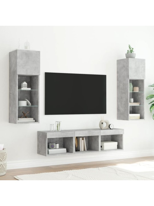 5-osaline telerikappide komplekt LED-tuledega, betoonhall
