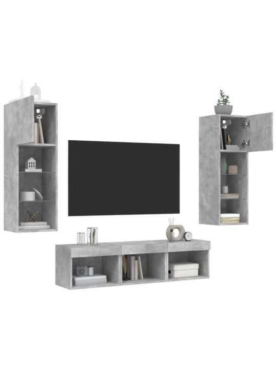 5-osaline telerikappide komplekt LED-tuledega, betoonhall