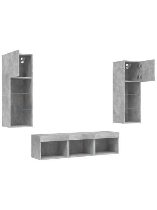 5-osaline telerikappide komplekt LED-tuledega, betoonhall
