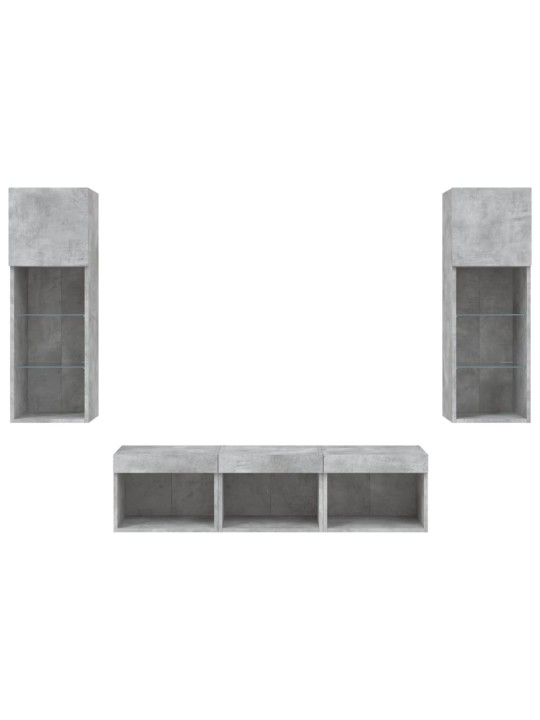 5-osaline telerikappide komplekt LED-tuledega, betoonhall
