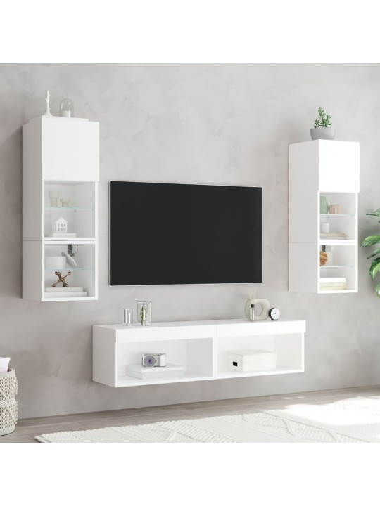 6-osaline telerikappide komplekt LED-tuledega, valge, tehispuit