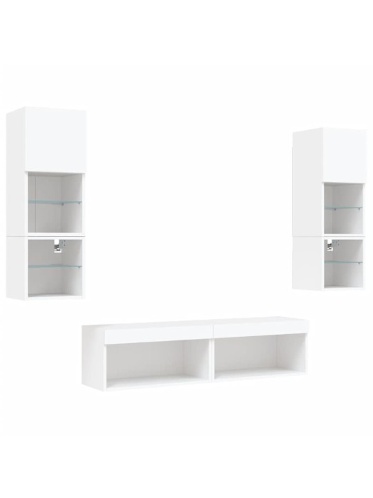 6-osaline telerikappide komplekt LED-tuledega, valge, tehispuit
